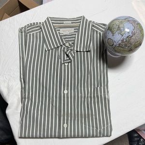 Long Sleeve Grey and White Striped Dress Shirt